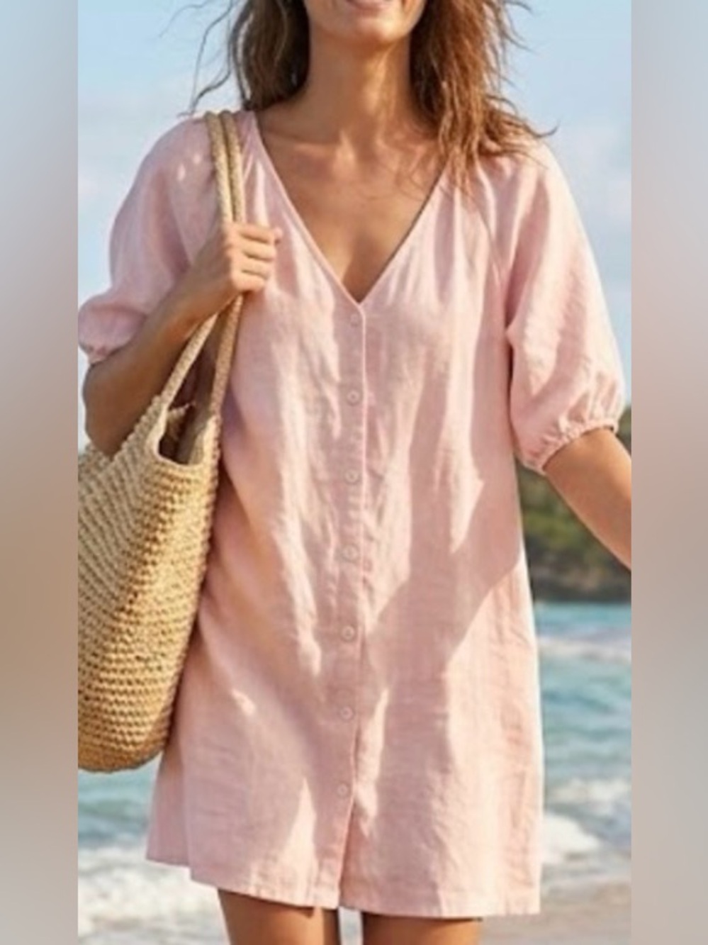 Wilfred Pale Pink Button-Front Swim Coverup